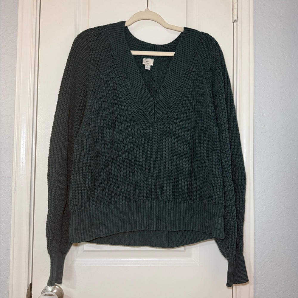a new day Deep Green V-Neck Sweater